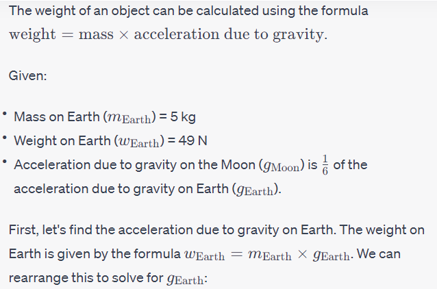The mass and weight of an