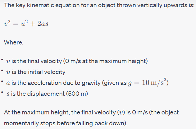 An object thrown vertically upwards