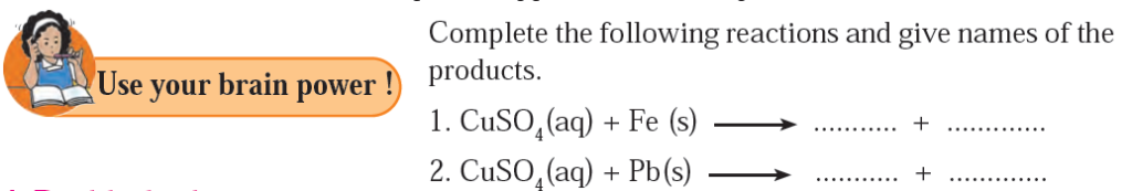 Chemical Reactions And Equations- Use Your Brain Power